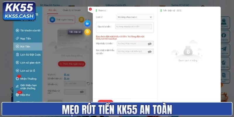 Mẹo rút tiền KK55 an toàn