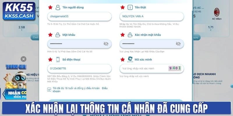 Xác nhận lại dữ liệu cá nhân đã đúng hay chưa